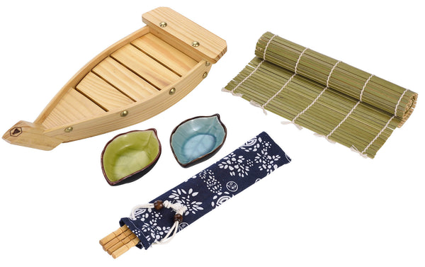 Set Sushi con Barca in Legno Bacchette e Tappetino in Bambù online