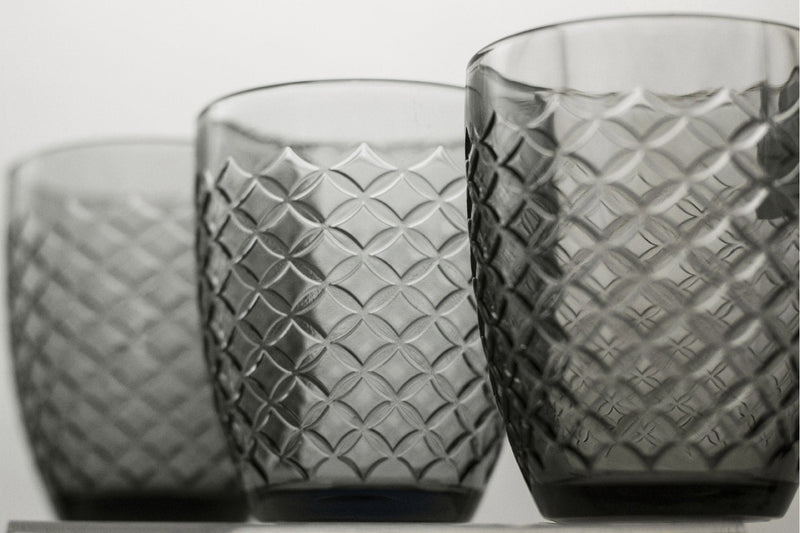 Set 6 Bicchieri Ø8,5x10 cm in Vetro Villa d'Este Home Tivoli Squared Grigi