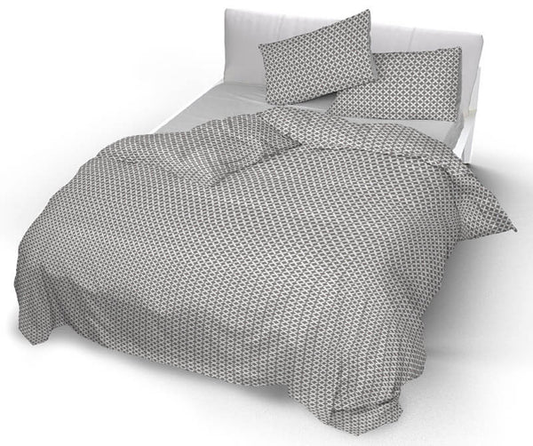 Copripiumino Matrimoniale con Federe Stampato in Puro Cotone Maiden Tortora sconto