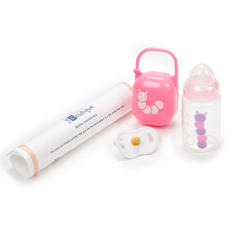 Bambola Bebè Neonato con Copertina Rosa e Accessori 39cm JC Toys