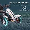 Go Kart a Pedali per Bambini 121x58x61 cm con Sedile Regolabile e Freno a Mano Bianca