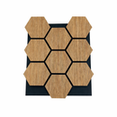 Set 12 Pannelli Decorativi 62x76 cm Motivo Esagonale in MDF e Feltro PET Rivestimento Murale Fonoassorbente Rovere     