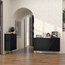 Mobile Contenitore con 2 Armadietti e Ripiano Regolabile 120x40x75 cm in Truciolato e Metallo Nero e Oro