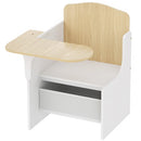 Set Tavolo e Sedia per Bambini 3-5 Anni con Motivi a Cuore Contenitore Integrato in Legno MDF Bianco      