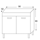 Mobile Sottolavello da Cucina 90x50x69 cm con 2 Ante in Nobilitato Bianco Opaco 