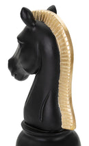 Statua Cavallo Nero e Oro 10,5x8,5x19 cm in Poliresina