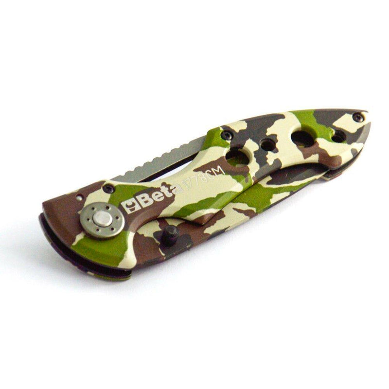 Coltello a Serramanico Richiudibile Pieghevole Mimetico Militare Camouflage Beta