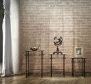 Tavolinetti Essential Tris Ø46x58-40x50-34x44 cm in Ferro e MDF Nero e Marrone