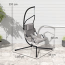 Amaca a Dondolo 118x98x192 cm Imbottita con Cuscino in Acciaio e Poliestere Grigio e Nero  