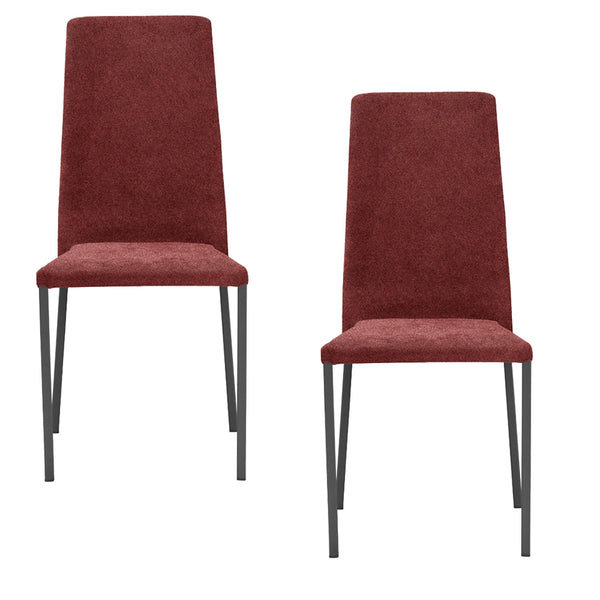 online Set 2 sedie Imbottite 45x50x96 cm in Tessuto Ddenver Betty New Rosso