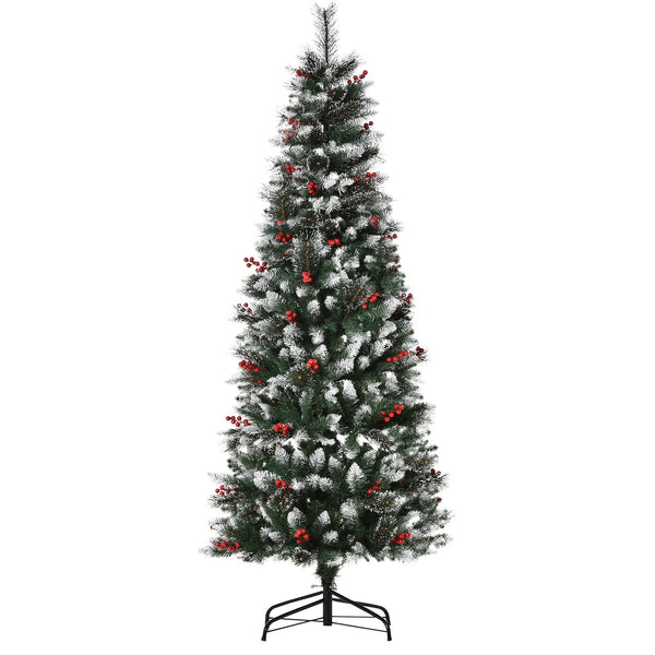 Albero di Natale Artificiale Innevato 180 cm 539 Rami con Bacche Verde prezzo