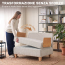 Poltrona Letto Singolo 2 in 1 Pieghevole Salvaspazio 94x63x89 cm con Cuscini in Tessuto Misto Crema      