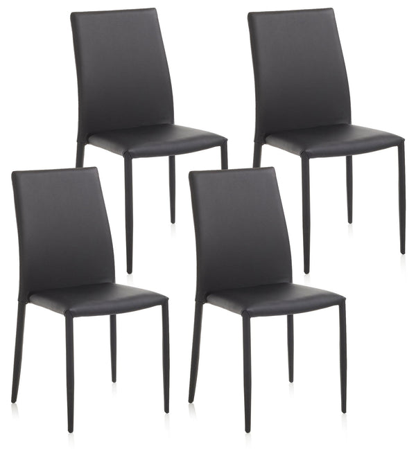 sconto Set 4 Sedie 43,5x46,5x90,5 cm in Similpelle Nero
