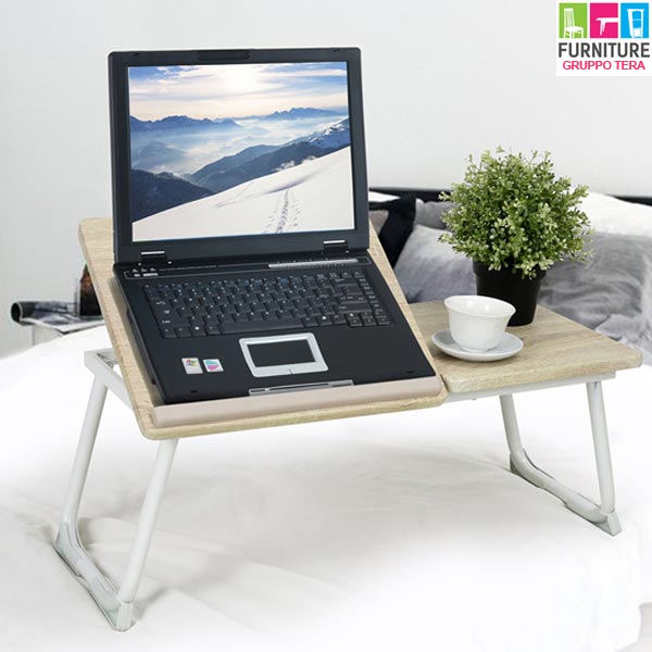 prezzo Tavolino Vassoio Pieghevole da Letto Divano 65x30 cm per Notebook PC Laptop