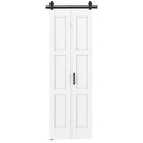 Porta Scorrevole a Soffietto 71,2x3,5x213,4 cm Stile Rustico Kit Montaggio con Maniglia in MDF Bianco Effetto Legno      
