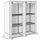 Serra da Giardino  144x48x142-152 cm con 2 Porte Avvolgibili 3 Ripiani e Tasche Laterali in PE Bianco e Grigio