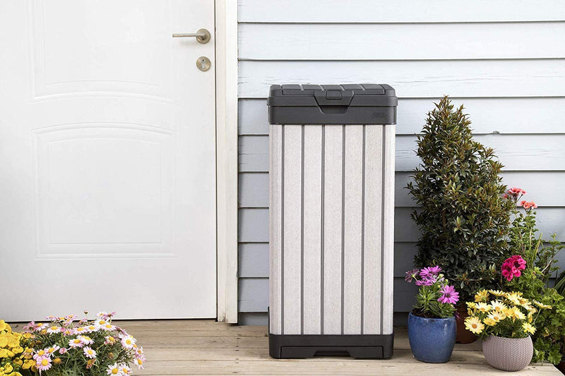 Pattumiera Differenziata Contenitore per Esterno 41x41x87,5 cm in Resina Keter Rockford Grigio