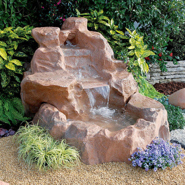 Cascata Artificiale Roccia da Giardino 185x145x110 cm in Vetroresina con Pompa sconto