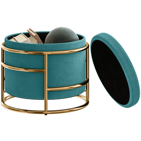 prezzo Pouf Contenitore Rotondo Ø42x39 cm in Tessuto Effetto Velluto Verde