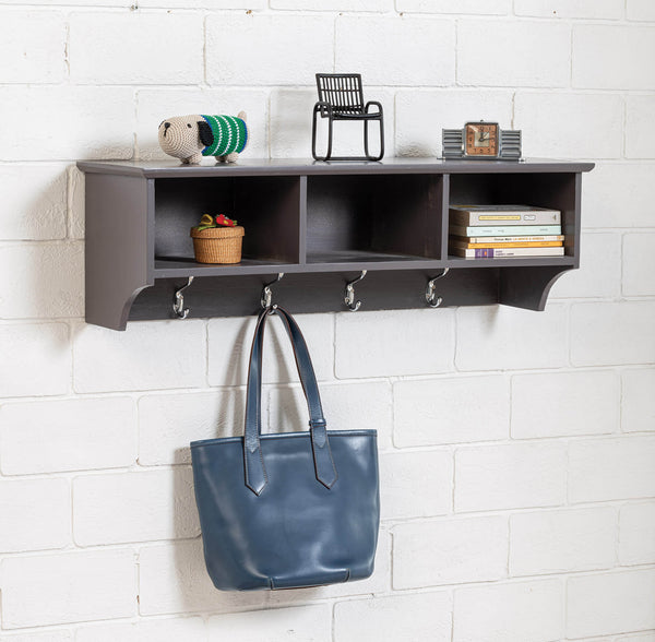 online Mensola Appendiabiti in Legno 79x25x25 cm Cortina Grigio