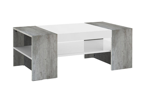 Tavolino da Caffè 110x60x40 cm Cherry Bianco Lucido e Cemento prezzo