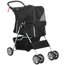 Passeggino per Cani Pieghevole 75x45x97 cm Peso Max 10 kg con Cestino e Portabicchiere Nero 