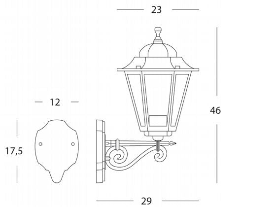 Lampada Applique Grande in Alto Colore Nero per Esterno Linea Esagonale Sovil