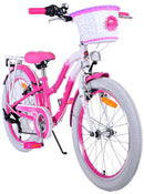 Bicicletta per Bambine 20" Freni Vbrake Cambio Shimano 7 Marce e Cavalletto con Cestino e Portapacchi Rosa