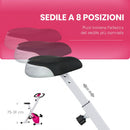 Cyclette Pieghevole Magnetica a 8 Livelli 97x43x110 cm con Display LCD Rotelle e Sellino Regolabile in Acciaio Rosa e Bianco      
