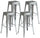 Set 4 Sgabelli Impilabili 44x44x77 cm in Lamiera Galvanizzata Silver