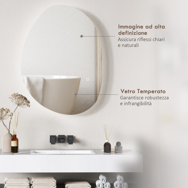 Specchio da Bagno con Luce LED Regolabile 70x5x50 cm in Vetro Temperato    