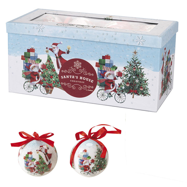 sconto Set 14 Palle di Natale Ø7,5 cm in Polyfoam con Box Babbo Natale in Bicicletta