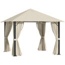 Gazebo da Giardino 2,97x2,97m con Zanzariere in Alluminio e Acciaio Cachi