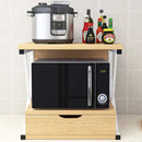 Scaffale Mensola Cucina Mobiletto Porta Microonde Cassetto Metallo Legno Beige