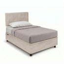Letto Singolo Contenitore Imbottito Microfibra Sabbia BoxMax Testata Vertical Varie Misure