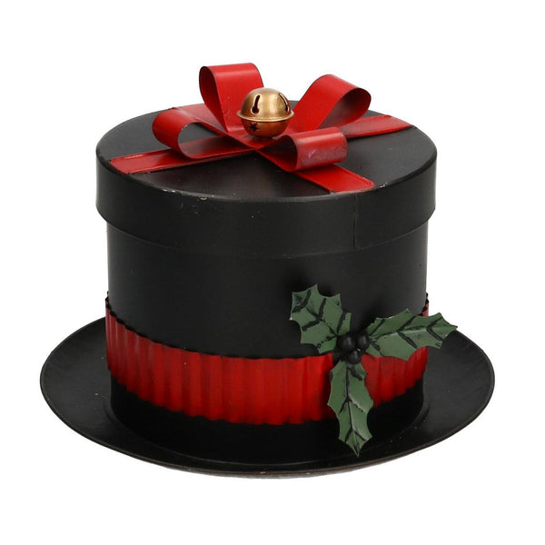 sconto Scatola in Metallo nero cappello tondo cm Ø25xh19