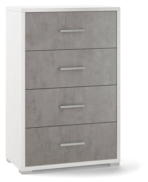 prezzo Cassettiera con 4 Cassetti 71x110x41 cm Ossido Bianco/Cemento