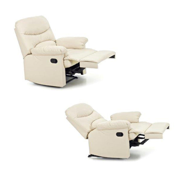 Poltrona Relax Reclinabile Manuale Rivestimento in Cuoio Color Crema Diana online