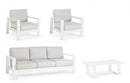 Set Salotto da Giardino Divano 2 Poltrone e Tavolino Baltic Bianco