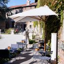 Mezzo Ombrellone da Giardino 1,5x3m Palo in Legno Ecrù