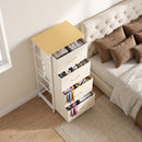 Cassettiera 45x30x94,5 cm con 4 Cassetti Pieghevoli in Tessuto Tasche e 2 Ganci Struttura in Acciaio Beige      