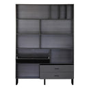 Libreria 8 vani 2 cassetti 1 anta 140x195x35 cm in legno effetto olmo scuro e grigio