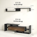 Mobile TV Ripiani e Armadietto a Ribalta con Mensola a Muro 153,6x25x42 cm Nero e Marrone 