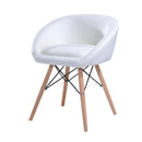 Sedia Imbottita in Similpelle e Legno Bianco 52x45.5x64 cm 