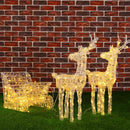 Slitta e Renne Natalizie 3D Luminose 240 LED da Esterno a Batteria in Plastica e Metallo Bianco Caldo      