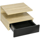 Set di 2 Comodini Sospesi Moderni con Cassetto e Mensola Superiore 35x32x22,5 cm  Rovere e Nero