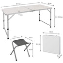 Set tavolo e 4 sgabelli pieghevoli pic nic richiudibile in valigetta