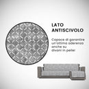 Copridivano con Penisola Destra in Poliestere e Cotone Grigio Scuro Varie Misure