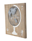 Pannello Mondo Ferro/Legno 50,7x6,5x50,7 cm in Legno e Ferro Marrone
