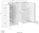 Credenza con 6 Ante 130x45x100 cm Pillon High 2A 4A Bianco Lucido/Acero Pereira  